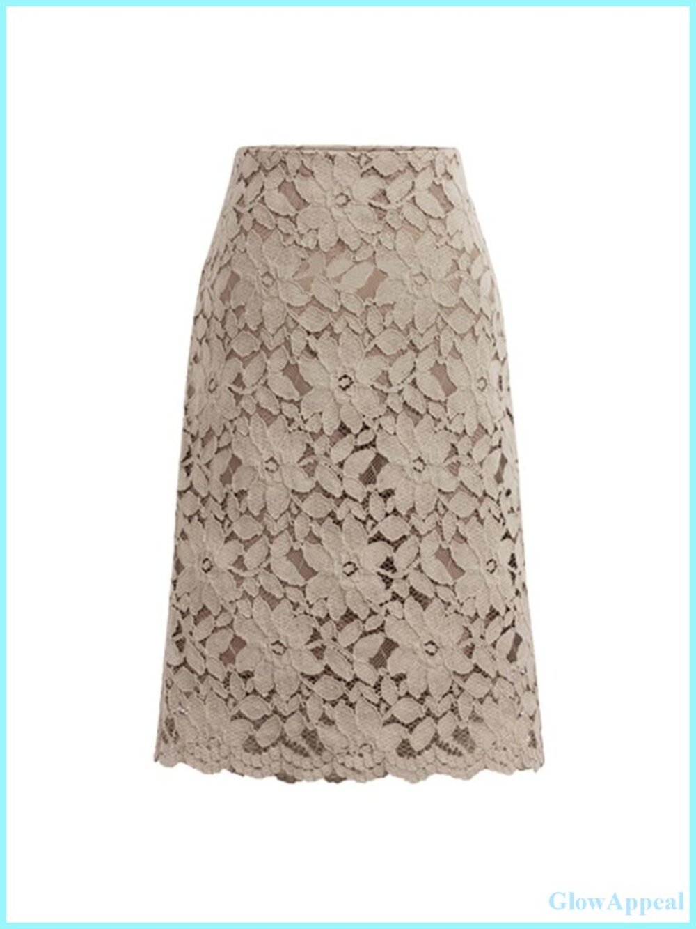 Lace Midi Skirt High Waist A-Line Floral Overlay Party Date Bridal